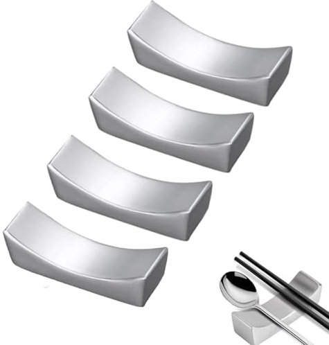 Bogoro Soportes para Palillos, 4 Piezas de Acero Inoxidable, Soporte para Palillos, Soporte para Palillos para Restaurante, Hotel, Vajilla, Suministros Cocina, Puede Usar Durante Mucho Tiempo (Plata)