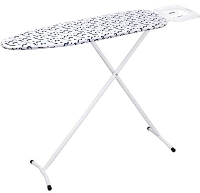 Byinone Expert Ironing Board – Adjustable Height, Foldable & Collapsible Design, Space-Saving Ironing Table with Stylish Blue/White Pattern%100 Cotton Cover (Durable & Compact)