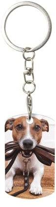 InOmak Hunde Jack Russell Terrier Tiere, Rechteckiger Metall-Schlüsselanhänger, Metall-Schlüsselanhänger, Schlüsselanhänger, Ringhalter, Organizer, 1 Stk