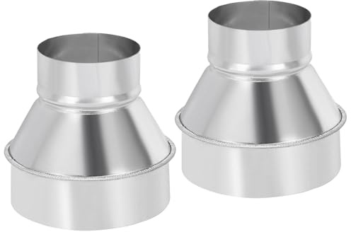 PATIKIL 125mm auf 80mm Reduzierung, 2 Stück Rund Luftkanal Reduzierstück, Verzinkter Stahl-Adapter, Reduzierverbinder für Badezimmer-Küchen-Inline-Lüftungssysteme