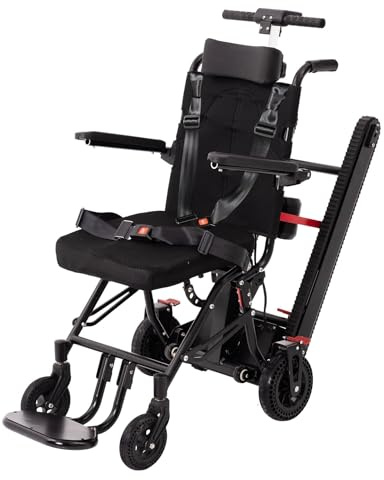 Feoffey Crawler - Silla de ruedas para subir escaleras, sillas de ruedas plegables ligeras con conmutación de un clic, sillas de ruedas eléctricas plegables, máquina eléctrica para subir escaleras