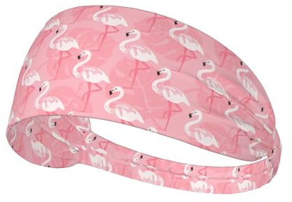 Sommer Flamingo Palmblätter Druck Haarband Sport Haarband Dehnbar Breites Haarband Unisex Casual Haarband
