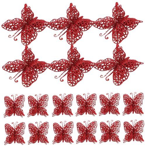 Ciieeo Christbaumschmuck Schmetterling Stück Glitzernde Hohle Ornamente Schmetterling Christbaumschmuck für Die Weihnachtsfeier-Dekoration