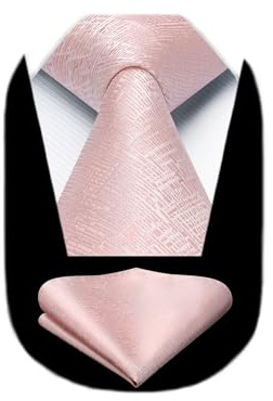 HISDERN Krawatten für Herren Einfarbige Formal Krawatte mit Einstecktuch Set Klassisch Hochzeit Elegant Business Party