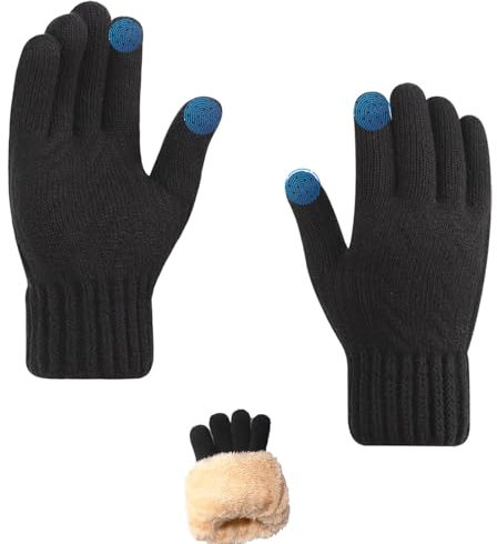 Handschuhe Herren, Damen Winterhandschuhe mit Fleecefutter, Touchscreen Warme Gedehnt Dicke Strickhandschuhe Wollhandschuhe Thermohandschuhe Outdoor Winter Geschenke
