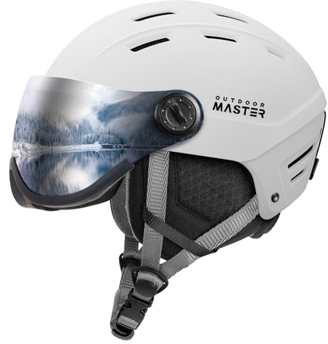 OutdoorMaster Snowboardhelm mit Skibrille, Skihelm und 2-in-1-Visier, abnehmbare Brille, schützender EPS-Schaum und 14 Kühlöffnungen, Schnee-Helme für Herren, Damen und Jugendliche