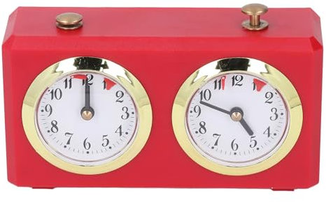TOPINCN Professionelle Digitale Schachuhr, Mechanischer Vintage-Timer für Schachspiele mit Eisenmaterial, Geeignet für Professionelle Schachtimer, Chinesisches Schach, Go-Spieler (Rot)
