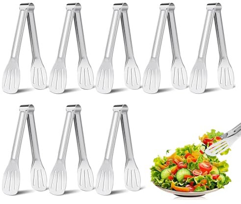 8 Pack Serving Tongs - 7 Inch Buffet & Kitchen Tongs, Easy Clean, Non Stick