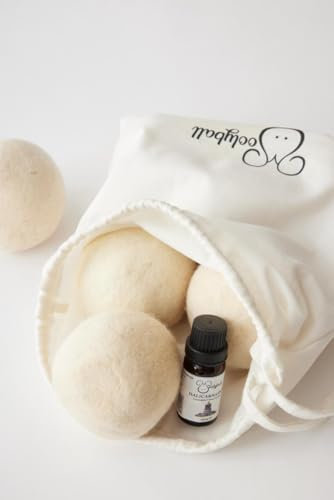 Set of 6 XL, 100% WOOL DRYER BALLS with 5 ml LAVANDEL Essential Oil