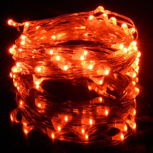 KARSUM USB-betriebene LED-Lichterkette, Silberdraht, Mikro-Lichterkette, 5 m, 50 Funkeln für Innenbereich, Schlafzimmer, Garten, Party, Hochzeit, Weihnachten, Party, Dekoration, Rot, 5 m