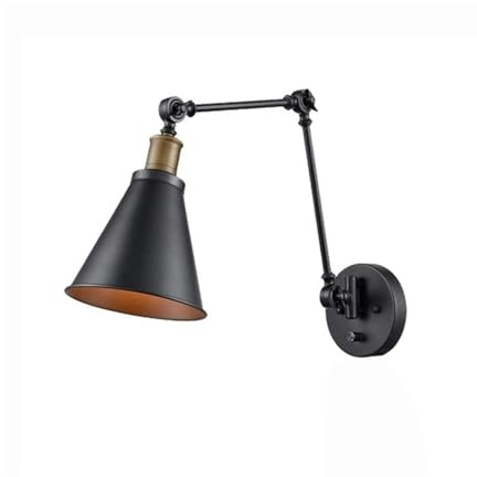 HTTGDGDH Lampada da Parete retrò Industriale con Braccio oscillante, Applique Nera Regolabile con coprifilo e Inserto per Montaggio a Parete per Soggiorno, Ingresso, Ufficio, Studio, Lettura
