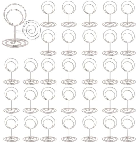 ZYEKIU 30 Stück Silber Tischkartenhalter, Fotohalter Kartenständer, Menükartenhalter, Fotohalter mit Klammern, Memohalter, Tischkarten Halterung, für Hochzeiten, Bankette, Partys (Runden)