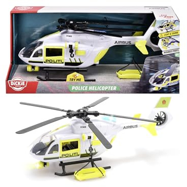 Dickie Toys 203716028007 - Norsk Polishelikopter - Polishelikopter från Dickie Toys med Ljus, Ljud, Bår Inkluderat, 30 cm, Från 3 år, Norsk Version