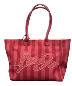 Liu Jo Borsa mare shopping a righe con logo VA5208 T6948 allarme/flamingo