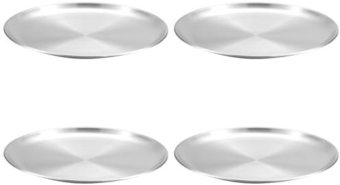 Set di 4 piatti in acciaio inox 304, piatti da insalata, piatti da pranzo in metallo, piatti da portata per cucina