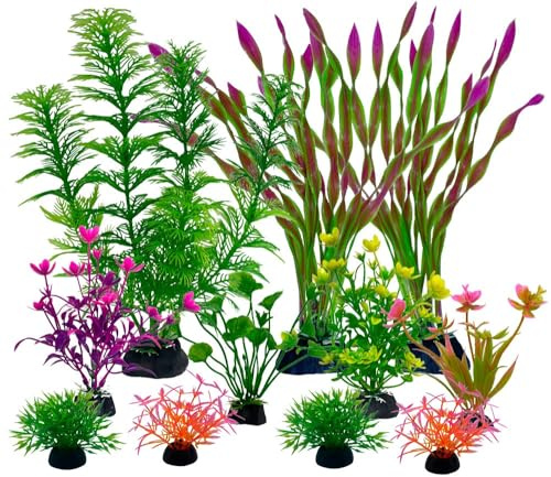 JULIAQUA Plantes Artificielle pour Aquarium et Terrarium, 11 Pièces, Plante de Décoration (Plante)