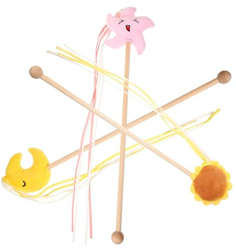 Mikikit 3 pièces Set de Jouets Interactifs pour Chats et Peluche Bâtons de Jeu avec Pompons Colorés pour Exercice et Stimulation des Chats Accessoires de Jeu pour Couleur Aléatoire