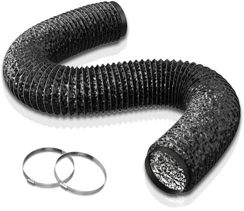 Aygrochy 200 mm PVC frånluftsslang, 6 meter ventilationsslang med 2 slangklämmor rostfritt stål för mobil luftkonditionering, torktumlare, frånluftsfläkt, ventilationssystem