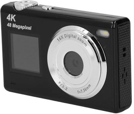 Generic Punto Compatto e Fotocamera da Tiro, Fotocamera Vlogging 4K AutoFocus Filtro di Bellezza Zoom Digitale per Viaggi per Viaggi (BLACK)