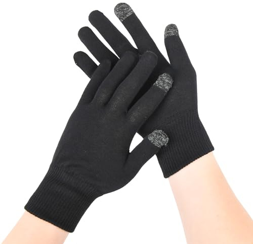 AovYoo 2 Pairs Cotton Moisturizing Gloves Touchscreen for Dry Hands, M