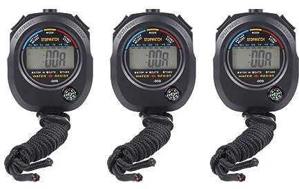3 Stück Sport-Stoppuhr, hohe Genauigkeit, wasserdicht, 40 mAh, Sport-Stoppuhr, Timer für Laufen, Schwimmen, Basketball