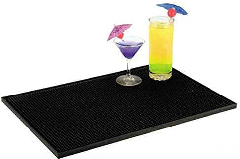 Tappetino da bar in gomma nera da 2 pezzi, morbido tappetino per versamenti di liquidi, sottile coperta da caffè, 45x30x1 cm, per bar domestici, caffè, club e controsoffitti