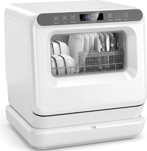 LIFEZEAL Lavastoviglie da Banco Portatile con Spruzzo a 360° | Lavastoviglie Compatta con Serbatoio Acqua 8,25 L, Asciugatura e Timer 24 Ore per Case Piccole, Appartamenti e Dormitori
