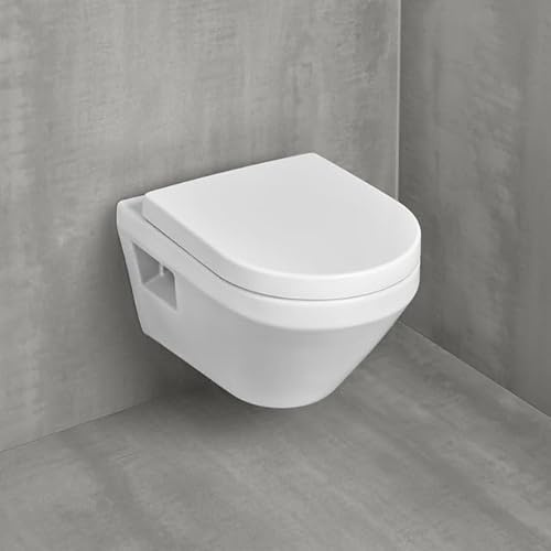 Villeroy & Boch Architectura WC Kombi-Pack spülrandlos Wand-WC mit SoftClose Sitz, TwistFlush Spülung, weiß CeramicPlus, 5684CLR1