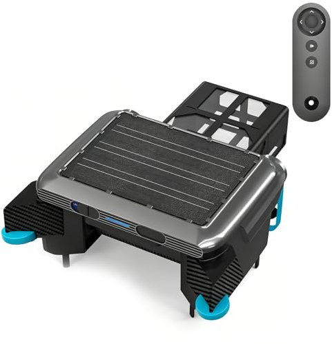 Koyike Robot Skimmer Solar con Batería 5200mAh, 20H+ Autonomía, Limpiador Automático de Superficie, 3 Motores Brushless, IPX8 Impermeable, Cesta 6L Mantenimiento Alberca