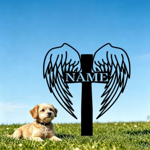 VUZUCOSH Piquet commémoratif en métal personnalisé pour animal de compagnie, nom personnalisé pour chien, chat, plaque funéraire