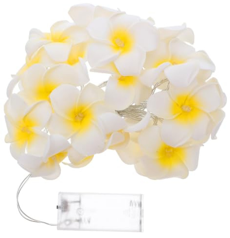 LEDMOMO Lichterkette mit 20 LEDs, Frangipani-Blume, batteriebetrieben, warmweißes Licht