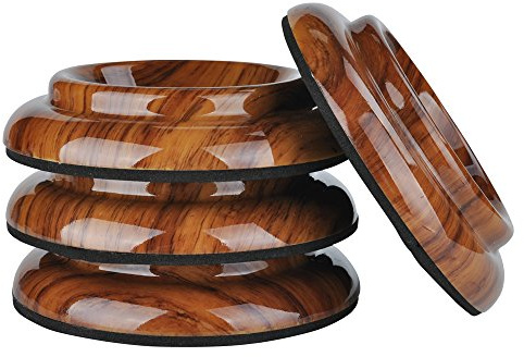 KingPoint ABS Plastic Upright Piano Caster Cups Set of 4 Rosewood Color Slip Resistant Furniture Leg Protection Pads