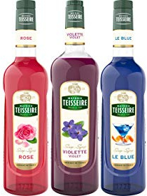 Teisseire Sirup Set Explosiver Coktails: Sirup Rose + Veilchen + le Blue Curacao - 3 x 700ml