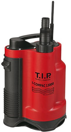 T.I.P. Schmutzwasser Drainage Tauchpumpe (Schächte ab 22 x 22 cm, 13.000 l/h Fördermenge, 9 m Förderhöhe, 0,9 bar Druck, 750 W, integrierter Schwimmer, vertikaler Pumpenausgang) I-Compac 13000, 30191
