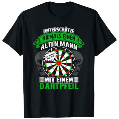 Unterschätze niemals einen Alten Mann Dart Spieler T-Shirt