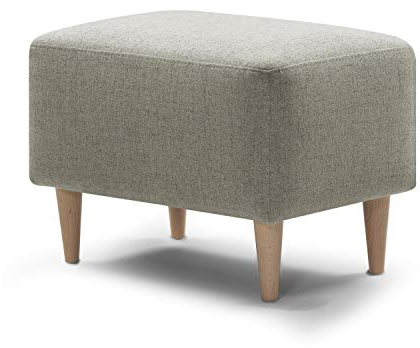 Traumnacht bequemer und moderner Fusshocker mit Holzfüßen in Grau, Öko-Tex zertifiziert, produziert nach deutschem Qualitätsstandard