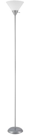 Globe Electric 677150 Elliott 72 Floor Lamp, Silver, White Plastic Shade, On/Off Rotary Switch on Shade, Standing, Living Room Decor, Bedroom, Tall, Corner Light