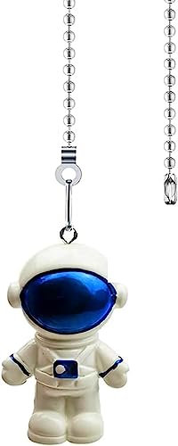 Hyamass Ceiling Fan Pull Chain Extender - 12 Decorative Ball Chain Connector with Blue Spaceman Pendant for Fan Danglers