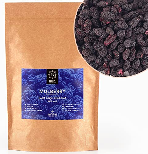 BRIX Moras Liofilizadas | Mora Deshidratada 100% Natural 95g | Premio Gran Sabor de Frutas Liofilizadas | Sin OGM ni Gluten, Vegano y Retenido de Vitaminas