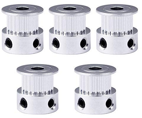 Saipor 5 Stück GT2 Zahnscheibe 20 Zähne Bohrung 5mm Aluminium GT2 Riemenscheibe 3D-Druckerteile für 3D Drucker Reprap 6mm Breite Zahnriemen