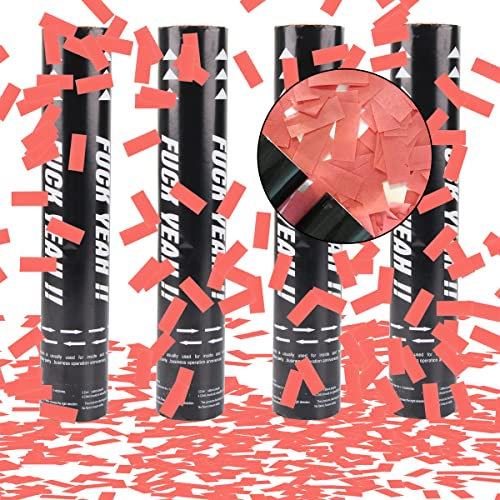 XiXiRan Konfetti-Shooter für Geburtstag und Hochzeit, biologisch abbaubare Konfetti-Röhre mit Kanone für Abschlussfeier – 4 Stück (rot)
