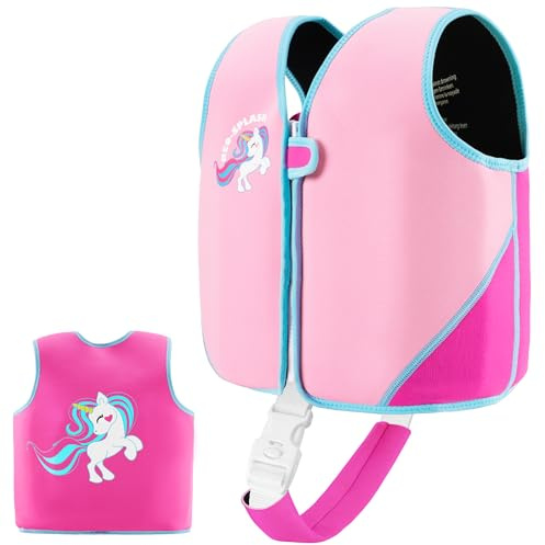 Kinder Mädchen Junge Schwimmlernweste, Schwimmhilfe Schwimmen Jacket für Kleinkinder mit Einstellbare Sicherheits Straps Alter 1-6 (220-Pink, 1-3)