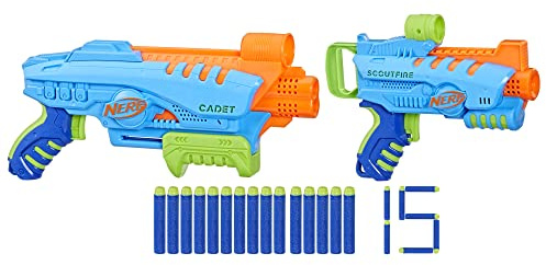 NERF Elite Junior Ultimate Starter Set, 2 Easy Play Blasters, 15 Darts for Kids Outdoor Games, Ages 6 & Up