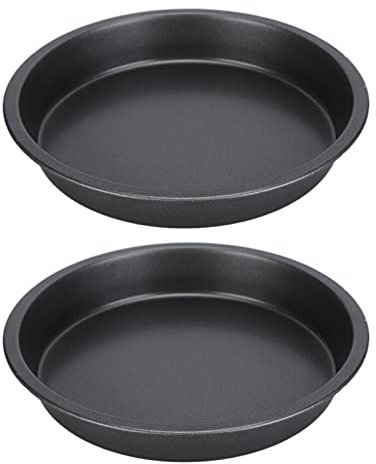 Uadme Teglia Pizza,2PCS 6inch Rotonda Teglia per Pizza in Acciaio al Carbonio per Focacce e Pane,Forno,Cucina