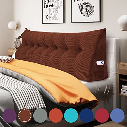 Rucener Bettkeilkissen, Kopfteil, dreieckige Lesekissen, große Nackenrolle, Rückenlehne, abnehmbare Stütze zum Waschen, geeignet für Sofa und Bett Kaffee 200 cm