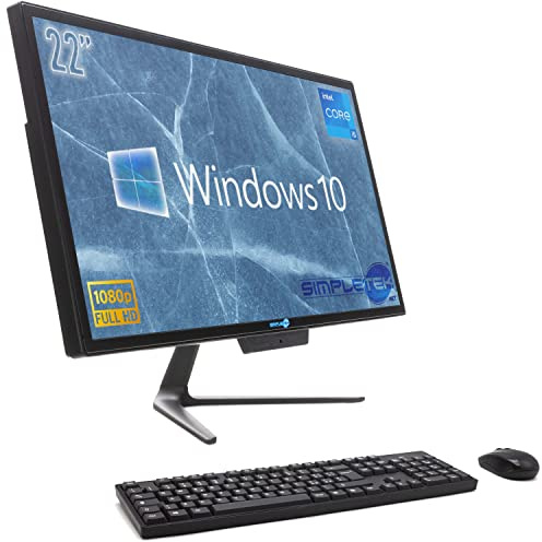 PC All in One Core i5 Jusqu'à 3,20 GHz 8 Go SSD 120 Go | 22 Full HD Windows 10 Pro | Webcam intégrée VGA HDMI WiFi5 Ordinateur Aile Fixe Maison Travail | Simpletek