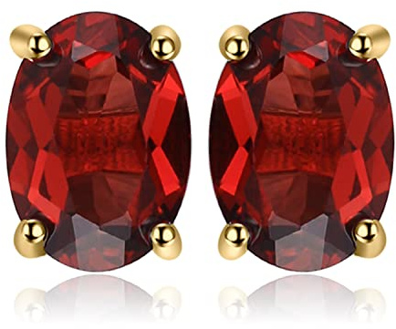 JewelryPalace Ovala 2ct äkta Röd Granat Födelsesten Stiftörhängen Silver 925 Damer, Smyckeset, örhängen Silver ädelstenar Flickor, Stiftörhängen Silver Små Med Sten Kvinnor Gåva Guldpläterade
