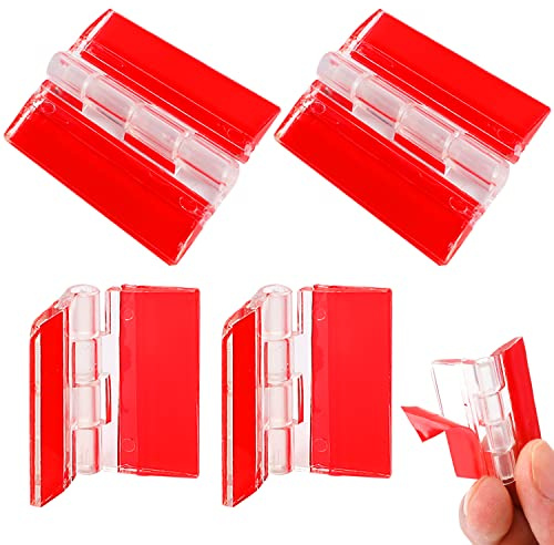 4 charnières en plastique transparent – charnières en acrylique pour piano, outils autocollants pour placards et tiroirs, mobilier à faire soi-même (65 x 40 mm)