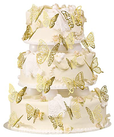 OSDUE Topper Torte per Bambini - Decorazioni per Feste di Compleanno con Farfalle, Cupcake Toppers, Cake Topper Battesimo per Decorazione della Festa di Bambini e Adulti