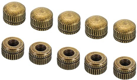 PATIKIL M4 50Pack Kappe Mutter Hutmutter Schraube Knopf Kappe Einsatz Bolzen Abdeckung Innengewinde Gerändelte Hardware Steckverbinder Lichttechnik Bronze